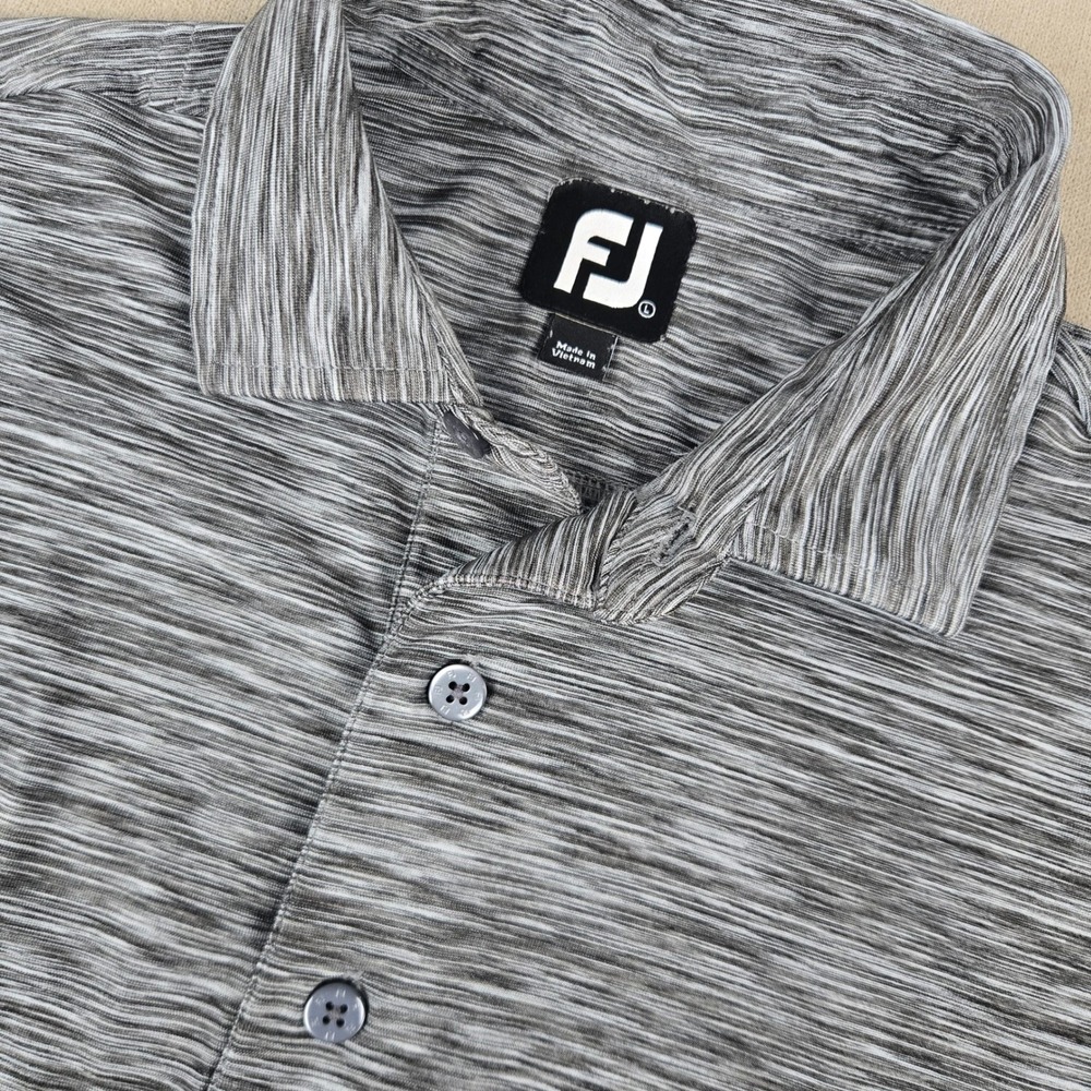 FootJoy Mens Grey Space Dye Golf Polo Shirt Short Sleeve Size Large 1219651